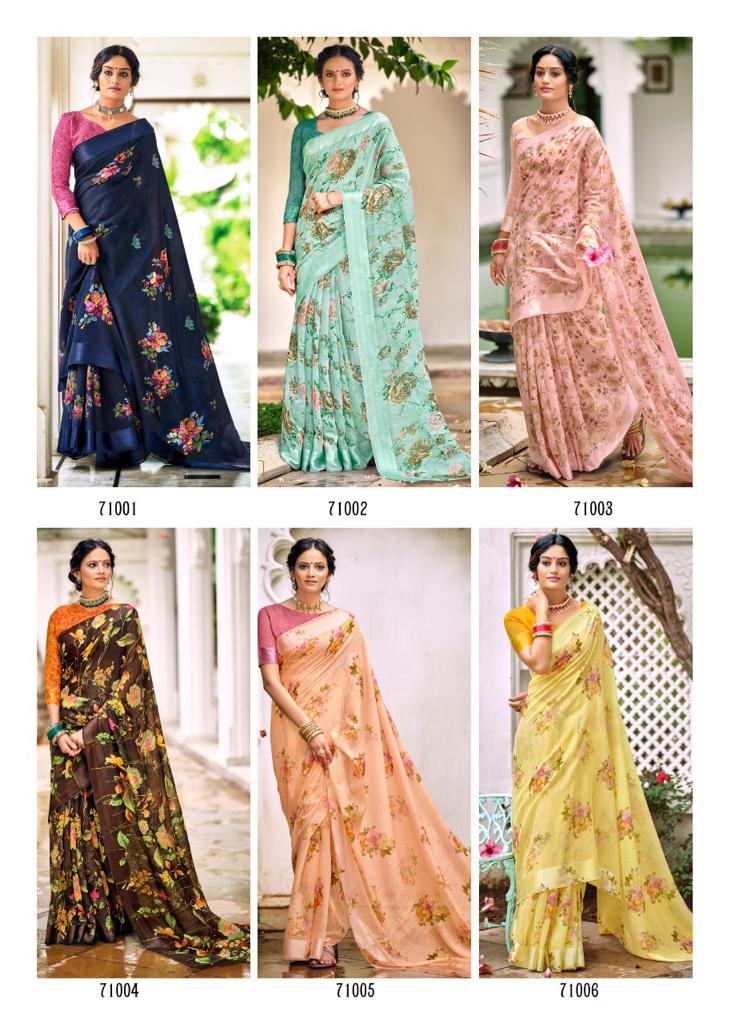 Kashvi Flora Sonakshi Satin Patta Fancy Ethnic Wear Chiffon Printed Saree Collection
